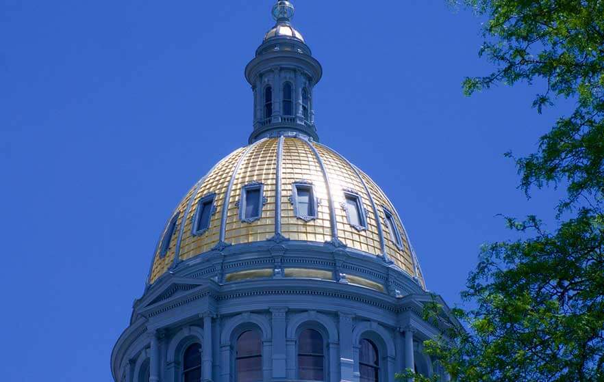 Colorado capital building with blue sky