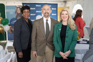 Chancellor Joe Garcia, center, celebrates the signing with Dr. Colleen Simpson, president of Front Range Community College (left), and Amy Parsons, president of Colorado State University.