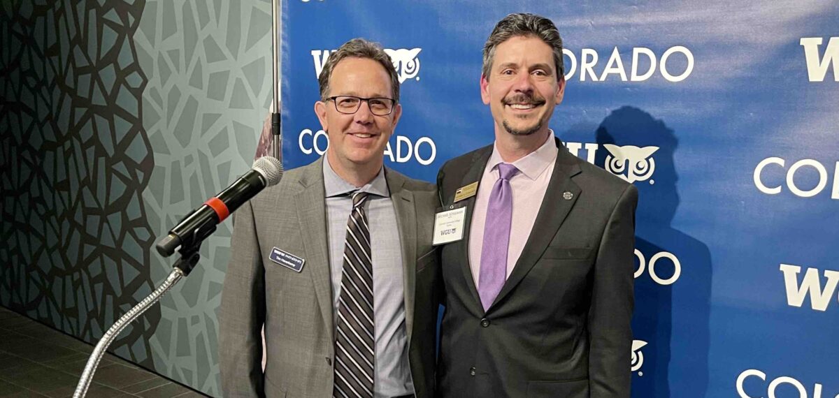 WGU Colorado Elevate Event _ May 2023_Tim Haverkamp, WGU (left) with Michael Shulman CCCS, Elevate Award Recipient (right).JPEG exceeds the maximum upload size for this site.