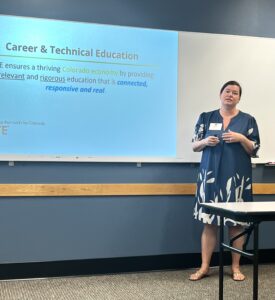 Dr. Sarah Heath, CCCS Associate Vice Chancellor for Career & Technical Education (CTE), led a session on maximizing funding for career-connected education.