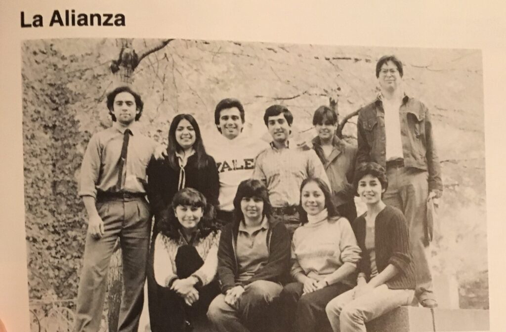 Photo of Joe Garcia (back row, left) and other campus group members when they were students.