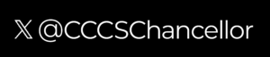 Image with the platform X logo and username in text reading"@CCCSChancellor"