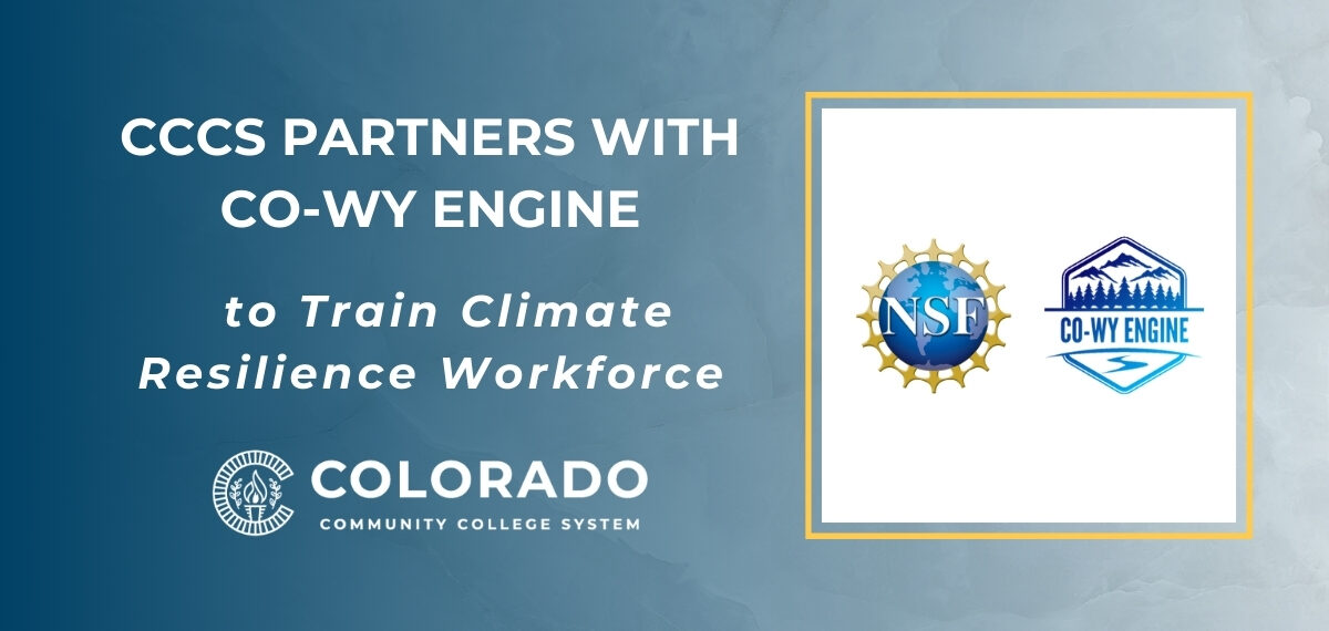 Graphic with text "CCCS Partners with CO-WY Engine to Train Climate Resilience Workforce"